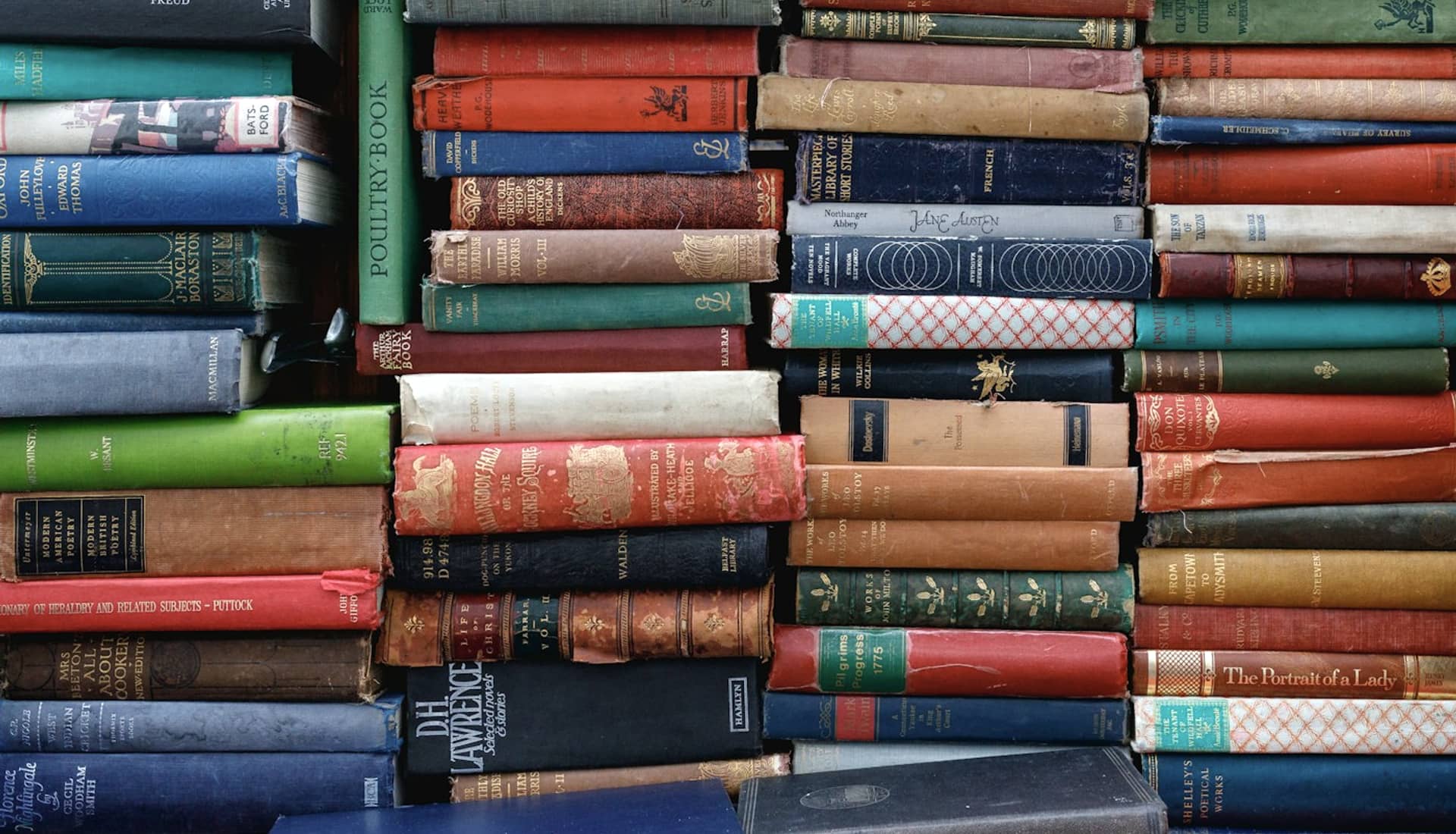 Shelves of well-worn books